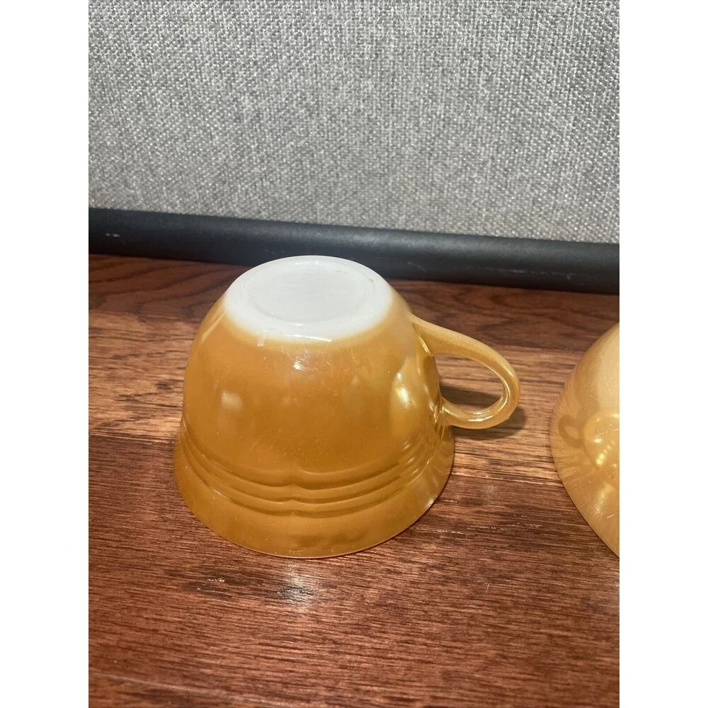 Vintage Fire King Anchor Hocking Peach Luster Cup and 5 Inch Bowl